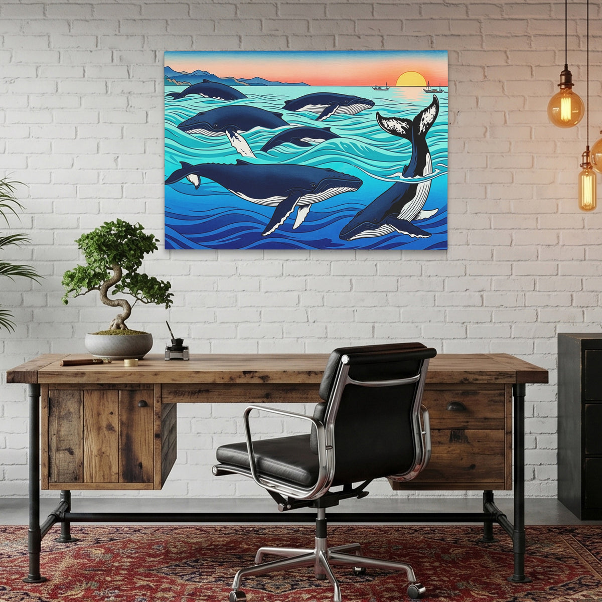 Humpback Whales Sunset — Humpback Whales Sunset Bonsai Office Land 95