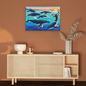 Humpback Whales Sunset — Humpback Whales Sunset Brown Wall 111