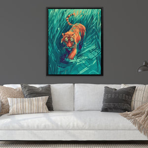 Hunting Green Tiger - Luxury Wall Art