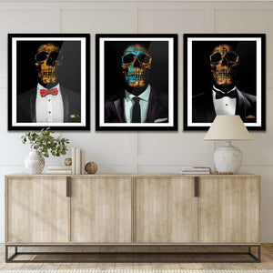 Hustler Skulls 3 Piece Semi - gloss Print Set - Luxury Wall Art