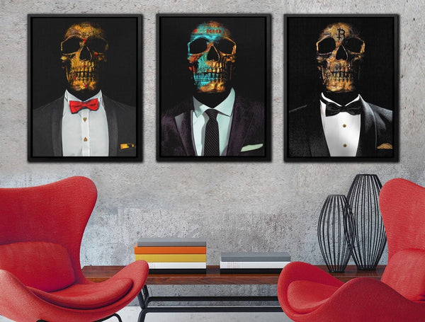 Hustler Skulls 3 Piece Set in a room