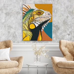 Iguana Golden Profile — Iguana Golden Profile Two Chairs Cement Wall 258