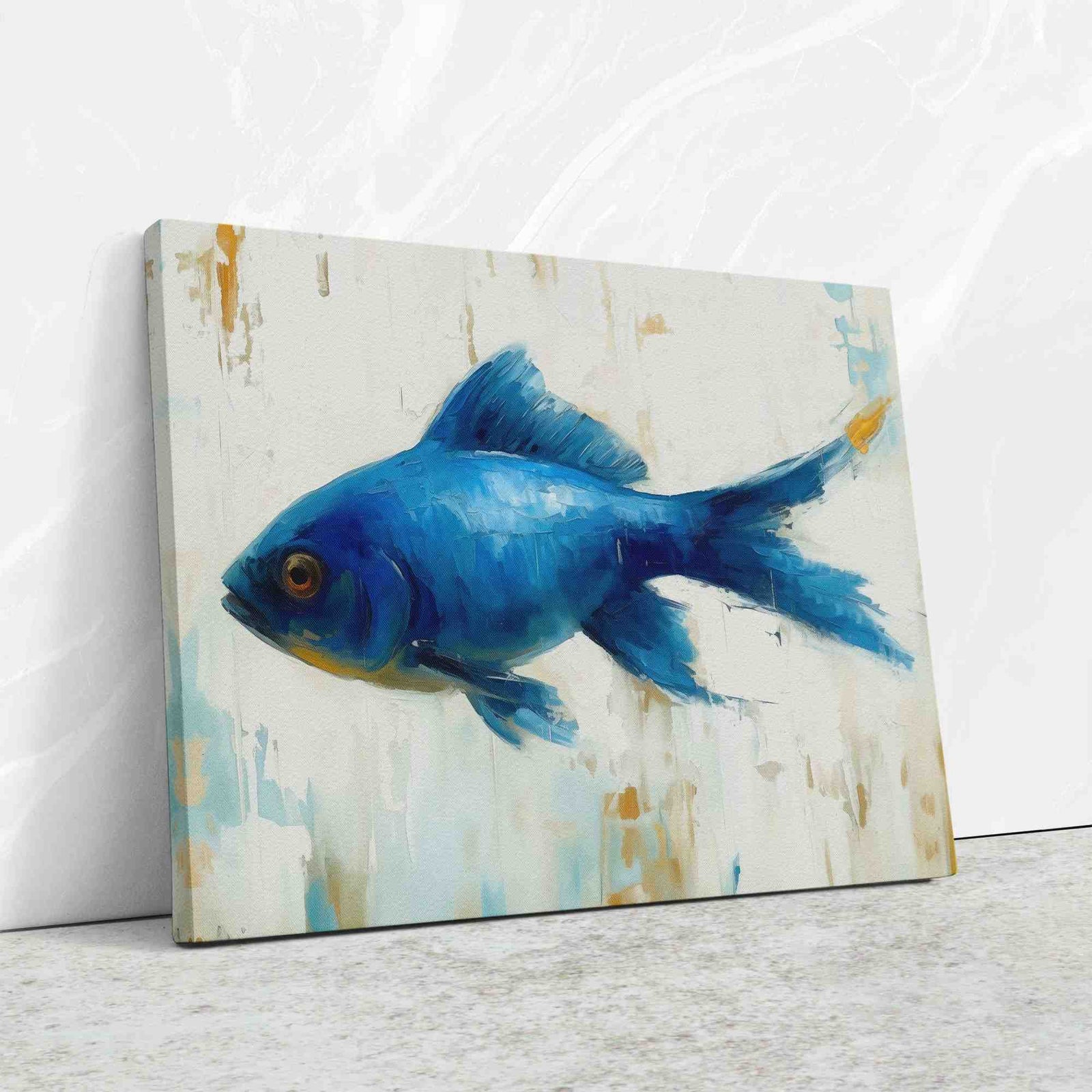 Indigo Fish - Royal Blue Canvas Wall Art