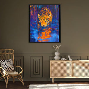 Jaguar at Midnight Stream - Luxury Wall Art