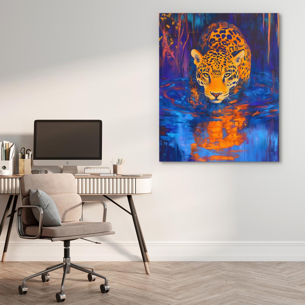 Jaguar at Midnight Stream - Luxury Wall Art