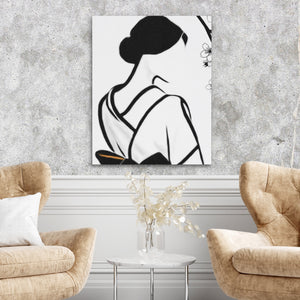 Japanese Geisha Silhouette — Japanese Geisha Silhouette Two Chairs Cement Wall 259