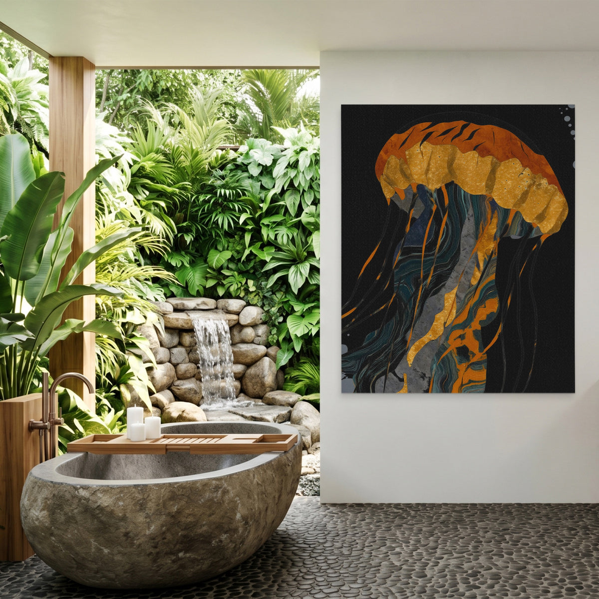 Jellyfish Azure Drift — Jellyfish Azure Drift Outdoor Bathroom Port 128