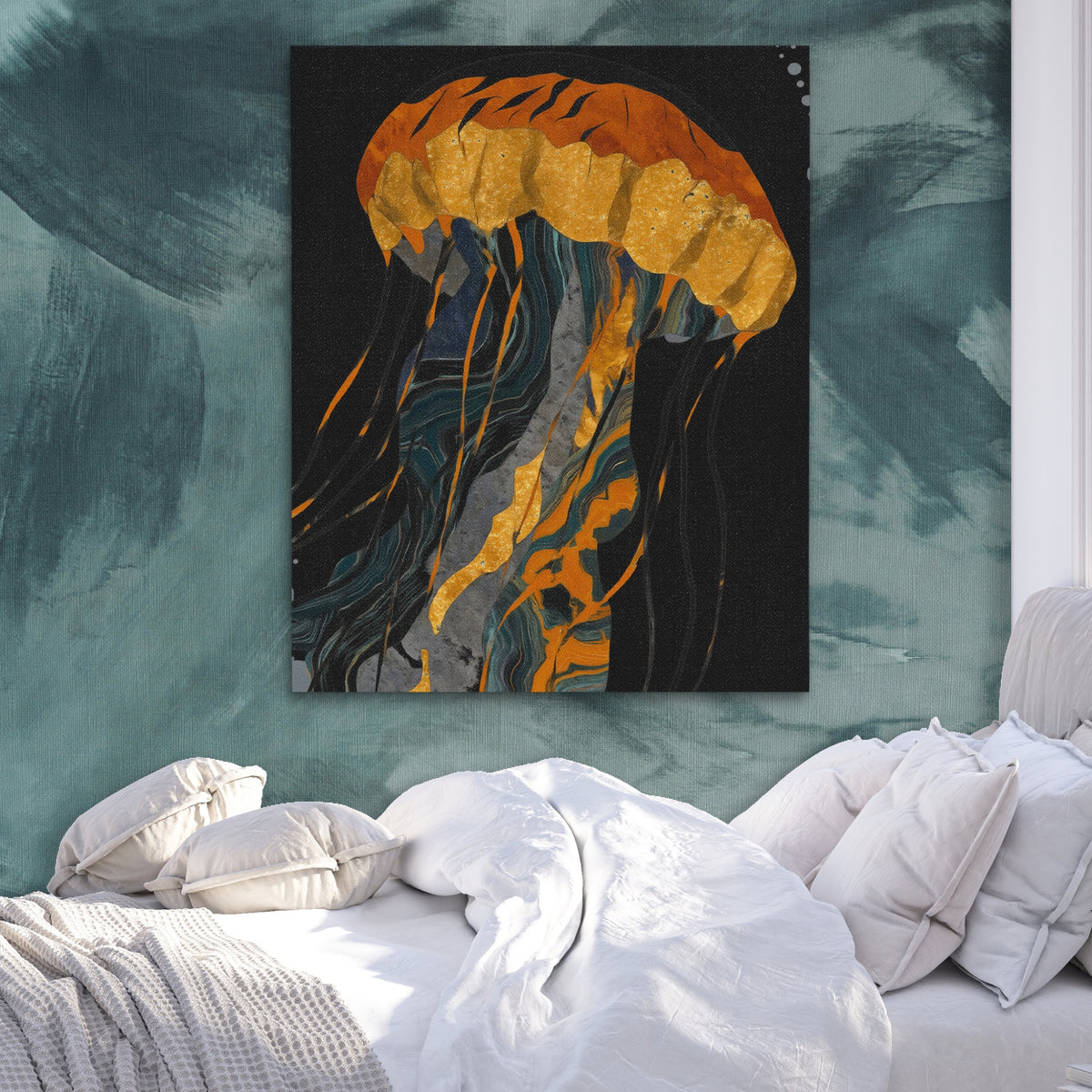 Jellyfish Azure Drift — Jellyfish Azure Drift Side Bebd Green Abstract 238