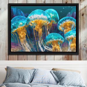 Jellyfish Bioluminescent Swarm — Jellyfish Bioluminescent Swarm Bed 2 Wood Panel 64