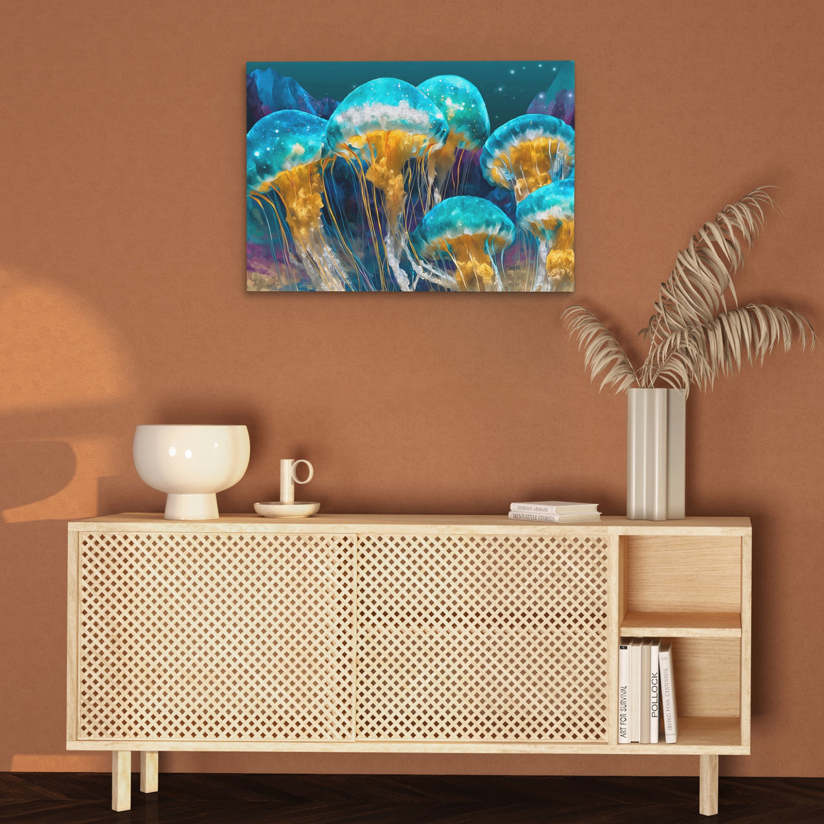 Jellyfish Bioluminescent Swarm — Jellyfish Bioluminescent Swarm Brown Wall 112