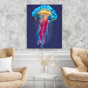Jellyfish Cerulean Glow — Jellyfish Cerulean Glow Two Chairs Cement Wall 261