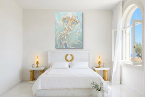 Jellyfish Dreamweave — jellyfish dreamweave bedroom with window 1port flush print