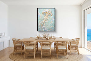 Jellyfish Dreamweave — jellyfish dreamweave small dining room with ocean view 1port framed black