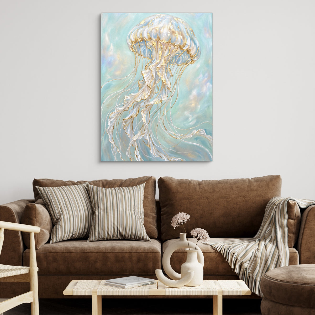 Jellyfish Dreamweave — jellyfish dreamweave sq brown couch 1port flush print