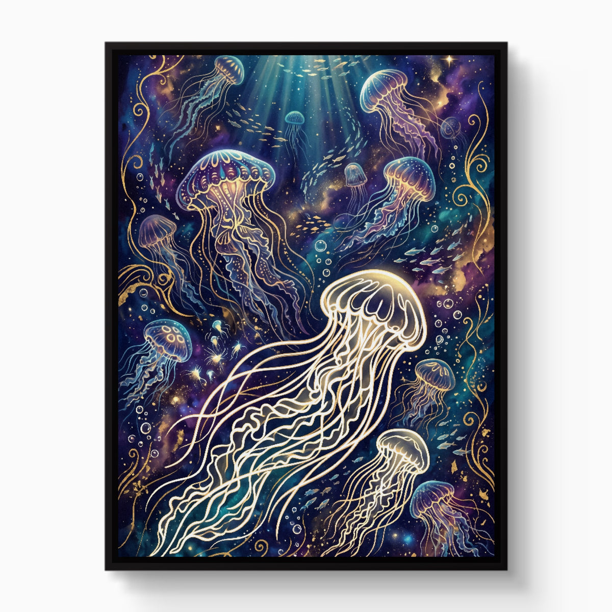 Jellyfish Glowing Dream — jellyfish glowing dream white studio framed black