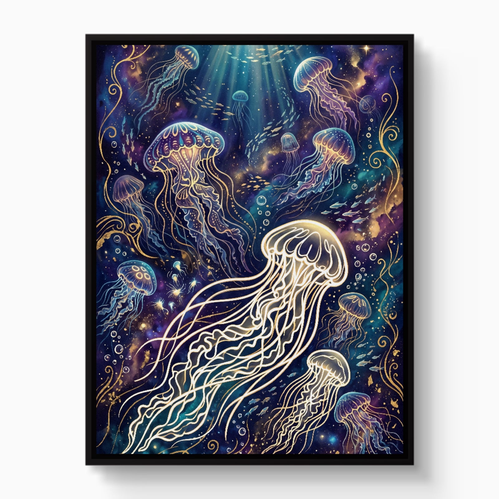 Jellyfish Glowing Dream — jellyfish glowing dream white studio framed black