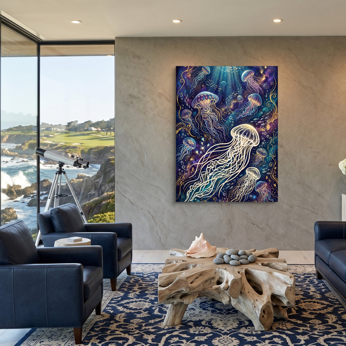 Jellyfish Glowing Dream — jellyfish glowing dream sq coastal views 1port flush print