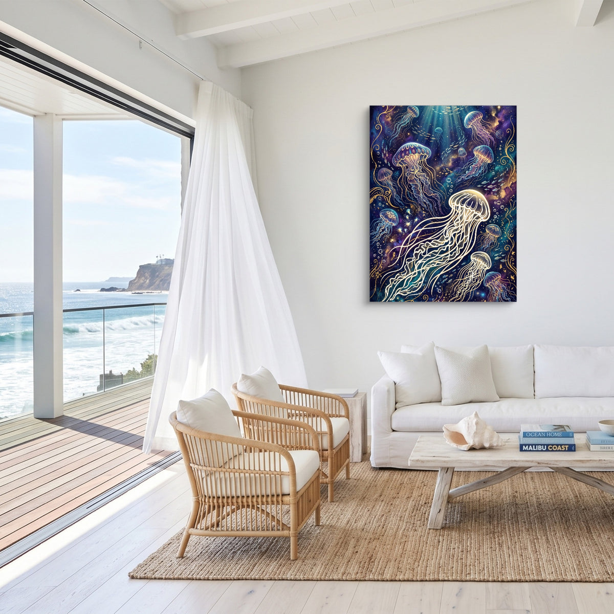 Jellyfish Glowing Dream — jellyfish glowing dream sq malibu beach 1port flush print