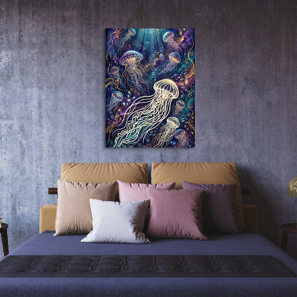 Jellyfish Glowing Dream — jellyfish glowing dream sq purple room 1port flush print