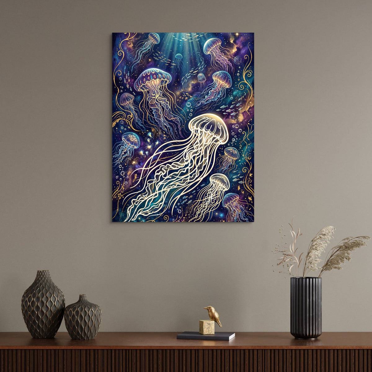 Jellyfish Glowing Dream — jellyfish glowing dream sq wall desk bird 1port flush print