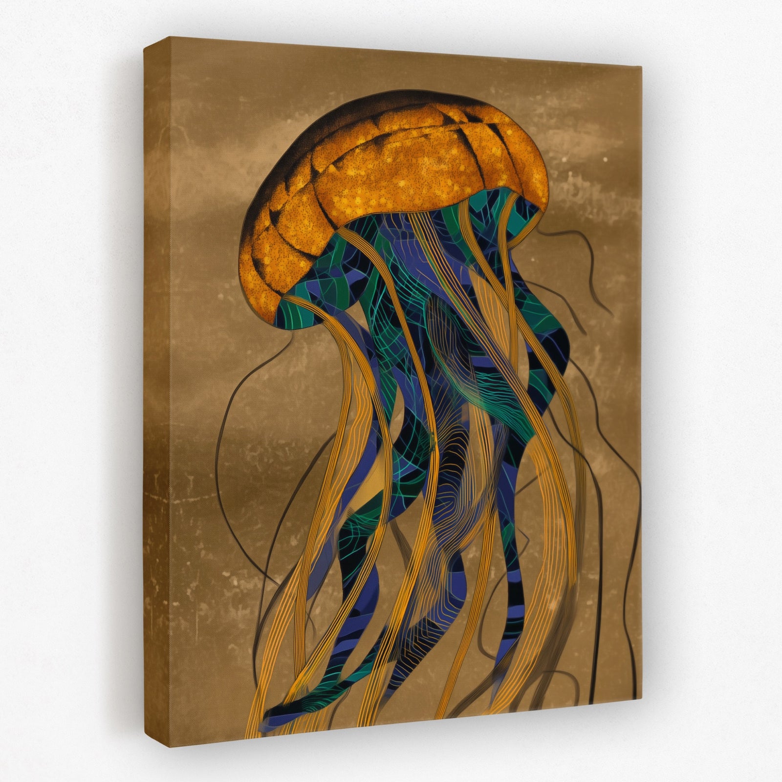 Jellyfish Golden Descent — Jellyfish Golden Descent Portrait   Side View   Mirror 197