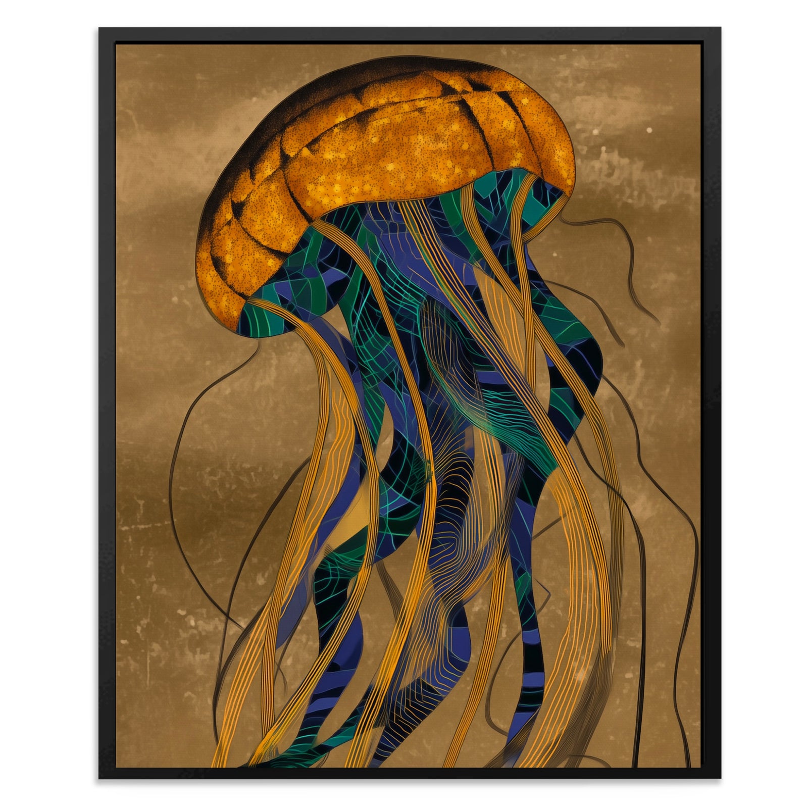Jellyfish Golden Descent — Jellyfish Golden Descent Portrait   Side View   Mirror 197