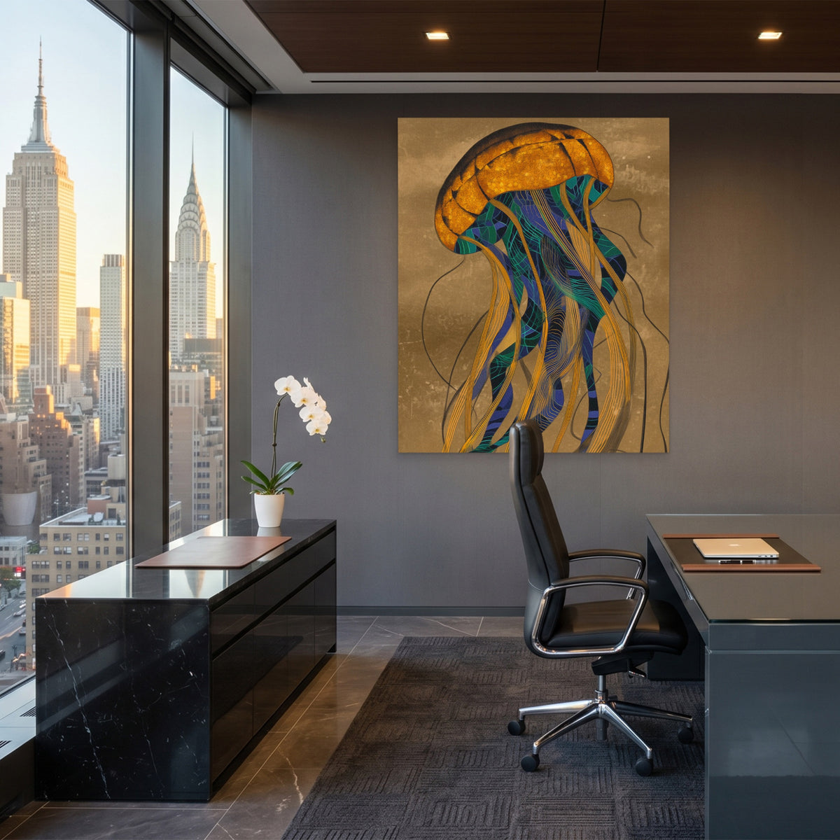 Jellyfish Golden Descent — Jellyfish Golden Descent Office View Port 109