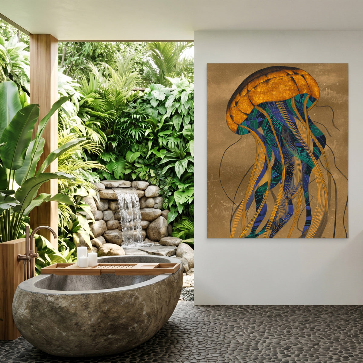 Jellyfish Golden Descent — Jellyfish Golden Descent Outdoor Bathroom Port 131