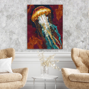 Jellyfish Golden Drift — Jellyfish Golden Drift Two Chairs Cement Wall 264