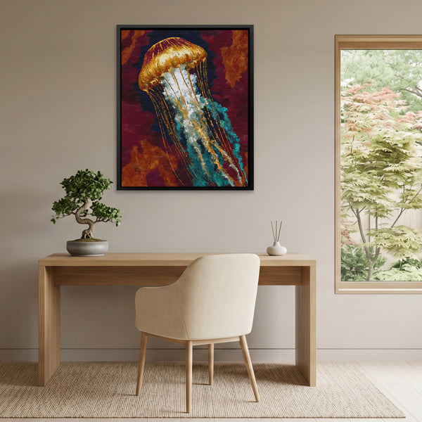 Jellyfish Golden Drift in a room