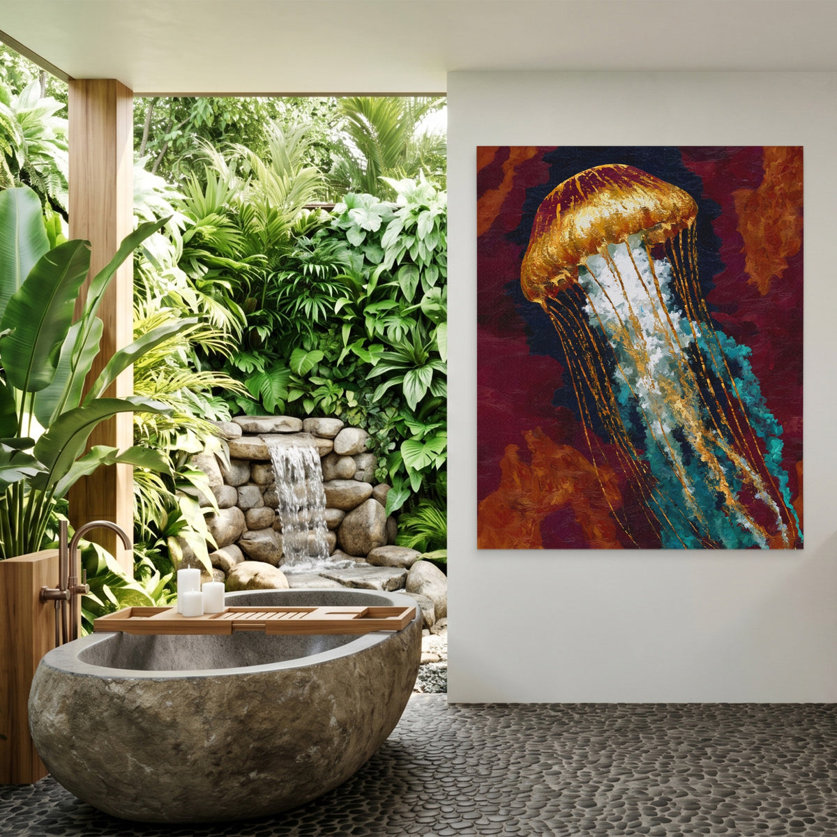Jellyfish Golden Drift — Jellyfish Golden Drift Outdoor Bathroom Port 132