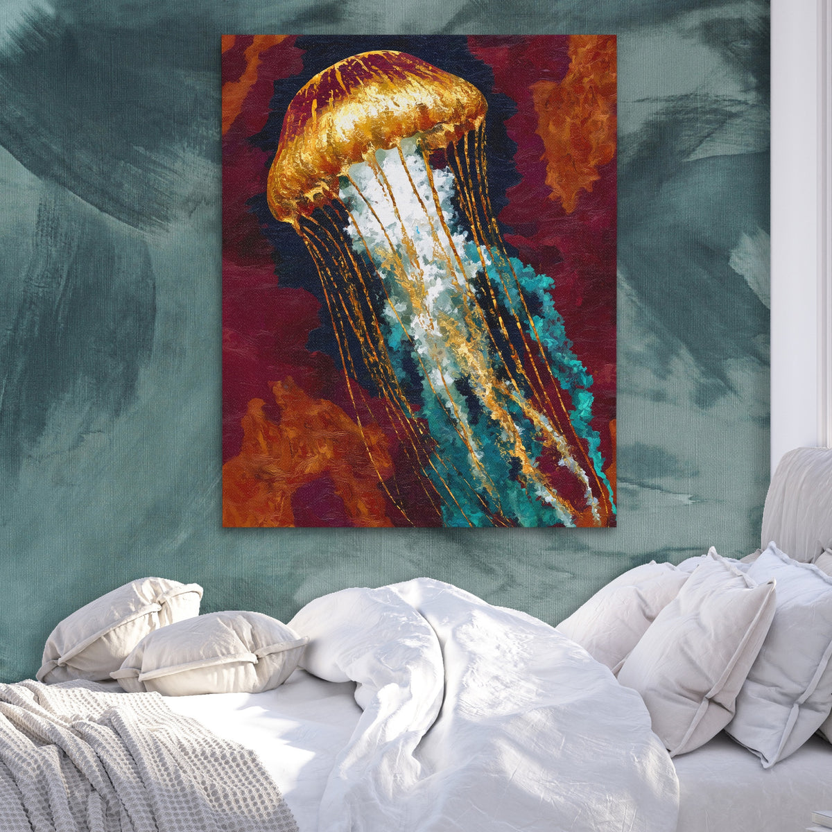 Jellyfish Golden Drift — Jellyfish Golden Drift Side Bebd Green Abstract 242