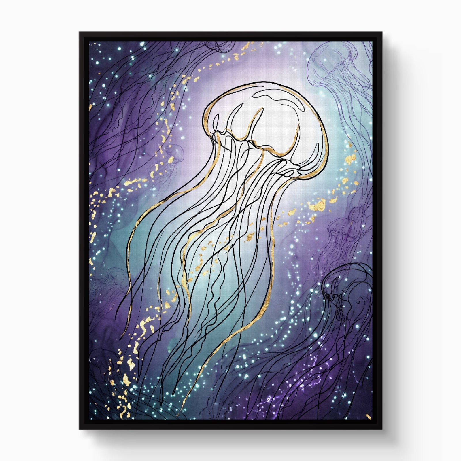 Jellyfish Golden Shimmer — jellyfish golden shimmer white studio framed black