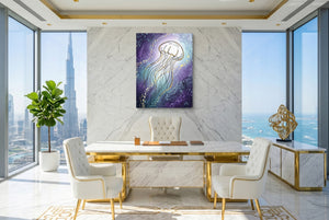 Jellyfish Golden Shimmer — jellyfish golden shimmer office with city view 2 1port flush print