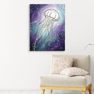 Jellyfish Golden Shimmer — jellyfish golden shimmer sq pink chair wall 1port flush print