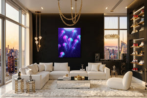 Jellyfish Grid Horizon — jellyfish grid horizon modern living room interior 2 1port flush print