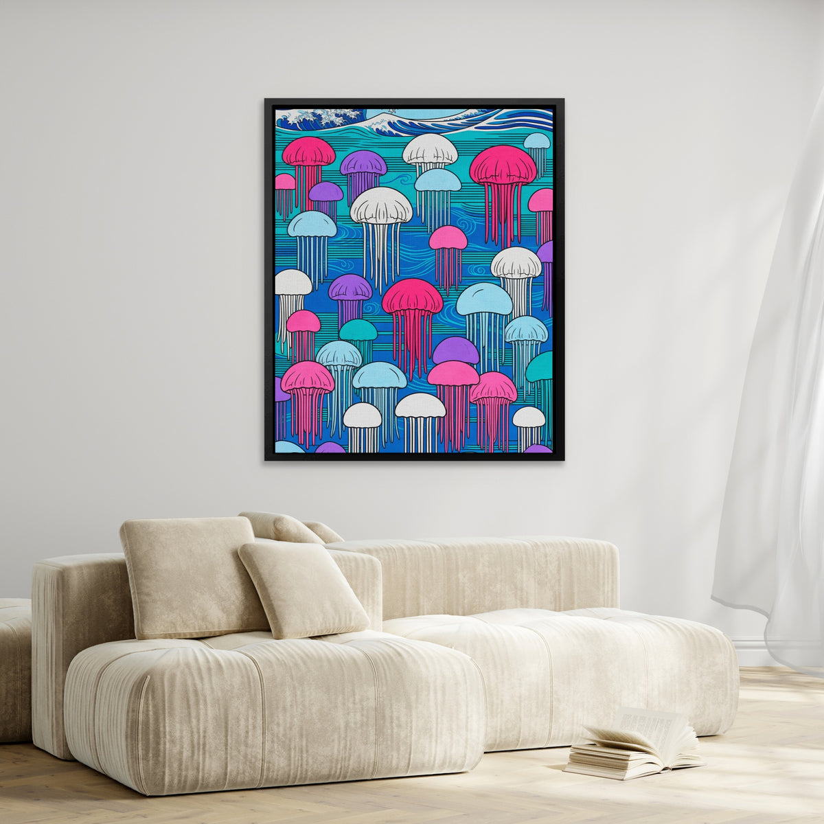 Jellyfish Hokusai Wave — Jellyfish Hokusai Wave Wing Blown Curtains 227