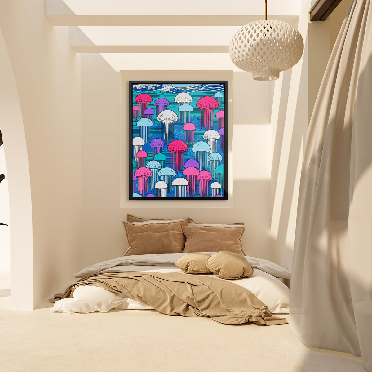 Jellyfish Hokusai Wave — Jellyfish Hokusai Wave Bali Bedroom 11
