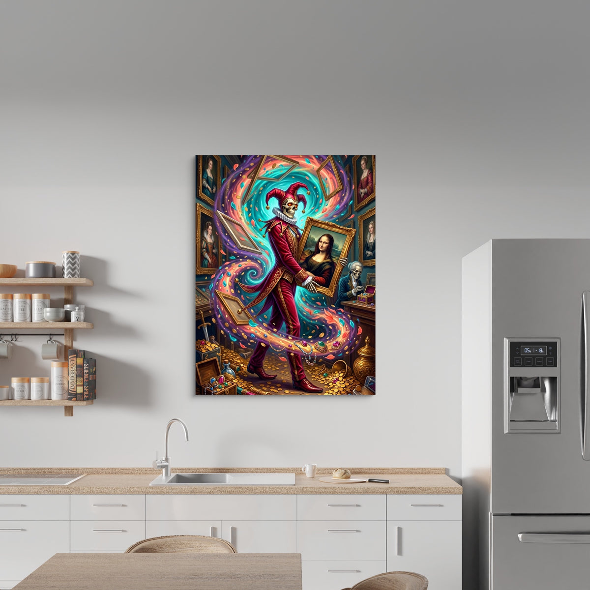 Jester's Mona Lisa — jester's mona lisa sq kitchen wall 1port flush print