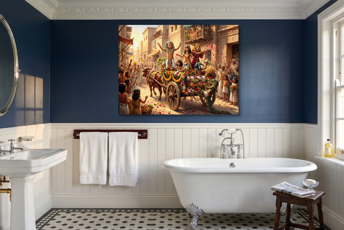 Joyful Egyptian Parade — joyful egyptian parade small bathroom interior 2 1land flush print