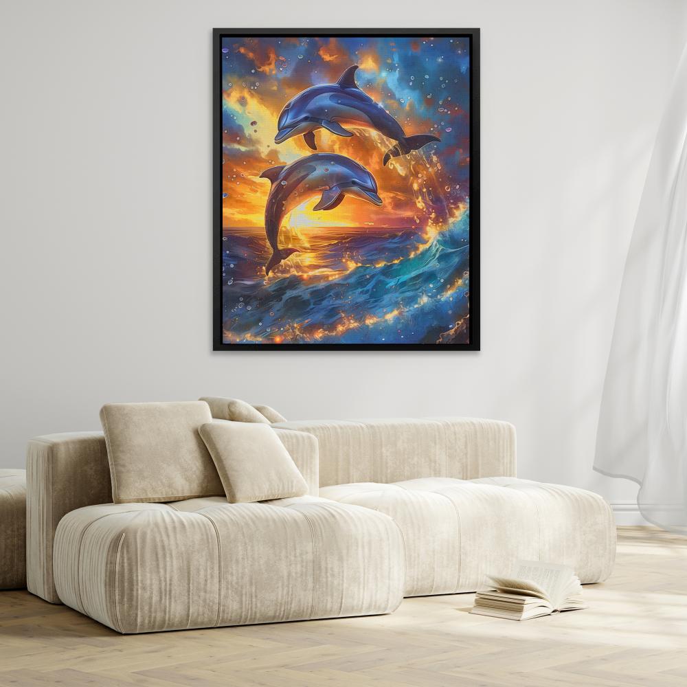 Jumping Dolphin Sunset - Luxury Wall Art
