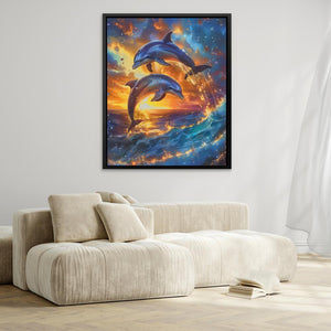 Jumping Dolphin Sunset - Luxury Wall Art