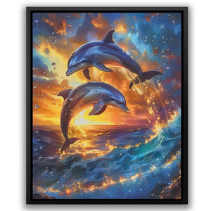 Jumping Dolphin Sunset - Luxury Wall Art