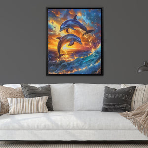 Jumping Dolphin Sunset - Luxury Wall Art