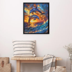 Jumping Dolphin Sunset - Luxury Wall Art