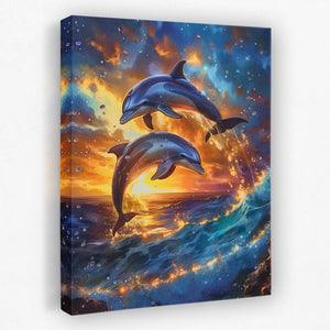 Jumping Dolphin Sunset - Luxury Wall Art