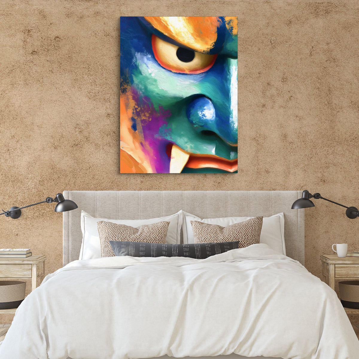 Kabuki Demon Graphic — kabuki demon graphic sq clay paper bedroom 1port flush print