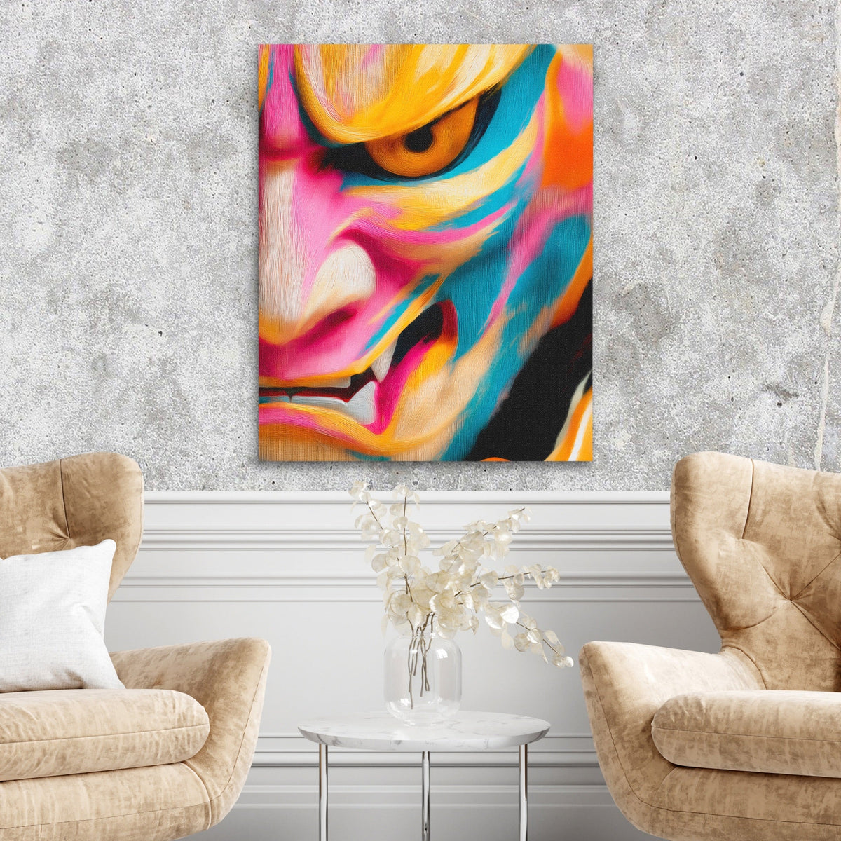 Kabuki Demon King canvas wall art, room view