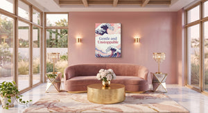Kanagawa Gentle Wave — kanagawa gentle wave pink living room 1port flush print