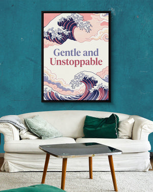 Kanagawa Gentle Wave — kanagawa gentle wave psd aqua wall white couch 1port framed black
